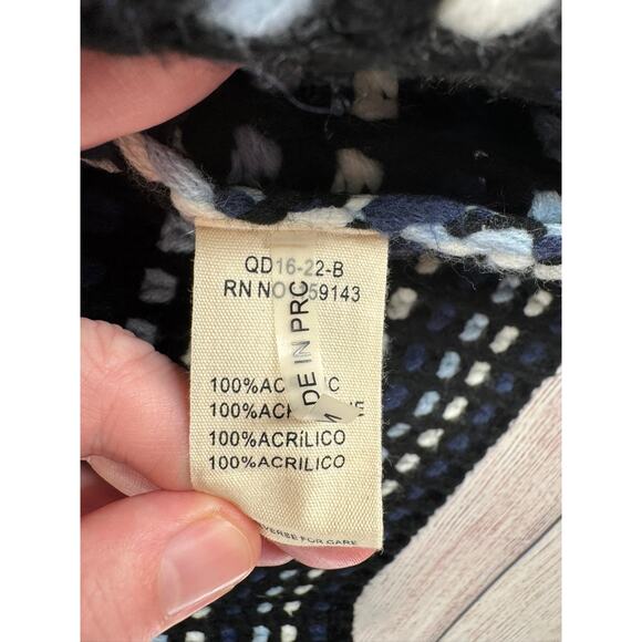 FRNCH Paris Chunky Knit Duster Cardigan Sweater Womens One Size Black Blue - Picture 9 of 13